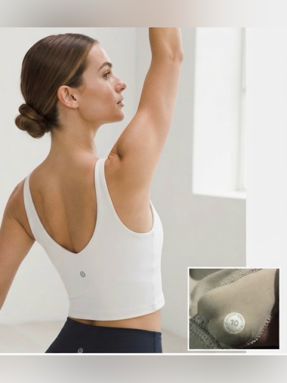 Lululemon Align Crop Tank Top White Size 10 with Built-in Shelf Bra
